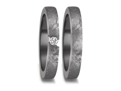TeNo Partnerringe aus Tantal 3,0mm gewölbt mit Brillant 0,050ct – Ringe Trauring mit Besatz aus Tantal.