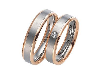 Gerstner Trauring Paar 4 Weißgold, Roségold mit Diamant – Ringe Trauring mit Besatz aus 585 Rotgold, 585 Weißgold und und .