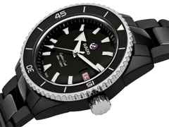 Rado Captain Cook  Diver Keramik schwarz Keramikband – Herrenuhren Uhr mit Datum aus Keramik. Das Gehäuse ist rund und schwarz. Das Keramikarmband ist schwarz. Das Zifferblatt ist ein Index in schwarz. – Ansicht 2