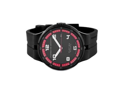 Porsche Design Flat Six Automatic Edelstahl 40mm Kautschukband PD.6351.43.44.1254 Full Set mit Garantie Occasion – Herrenuhren Uhr mit Datum aus Edelstahl und PVD beschichtet. Das Gehäuse ist rund und schwarz. Das Kautschuk / Kunststoff / Silikon Armband ist schwarz. Das Zifferblatt ist arabisch Index und schwarz.