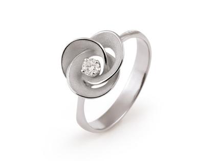 Cammilli Firenze Desert Rose Ring White Ice Gold mit Brillant 0,100ct – Ringe Ring mit Besatz aus 750 Weißgold.