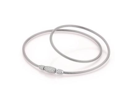 Jörg Heinz Flex Strickkette Weißgold 2,5mm 43cm lang mit Brillanten 0,348ct flexibel – Halsschmuck Halsreif aus 750 Weißgold.