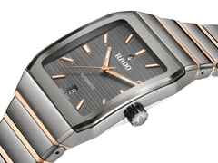 Rado Anatom Automatik Keramik 32,5mm graues Zifferblatt graues Keramikband – Damenuhren Uhr mit Datum aus Edelstahl, Keramik und PVD beschichtet. Das Gehäuse ist rechteckig und grau. Das Keramikarmband ist grau. Das Zifferblatt ist ein Index in grau. – Ansicht 2