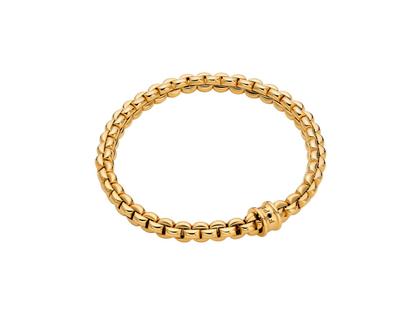 Fope Eka Flex'It Men Armband   schmal Gelbgold M 1 Ronde mit Brillant 0,010ct schwarz flexibel – Armschmuck Armband aus 750 Gelbgold.