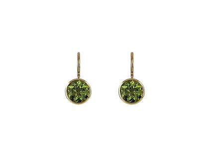 Georg Spreng Ohrhänger Blub Gelbgold mit grünem Peridot 4,04ct – Ohrschmuck Ohrhänger aus 750 Gelbgold.