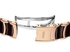 Rado Centrix Diamonds Automatik Edelstahl Roségold-PVD 39,5mm braunes Zifferblatt mit Brillanten Metallband – Herrenuhren Uhr mit Datum aus Edelstahl, Keramik und PVD beschichtet. Das Gehäuse ist rund und roségold. Das Keramikarmband ist braun. Das Zifferblatt ist ein Index in braun. – Ansicht 5