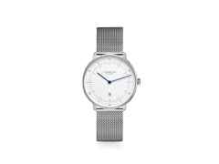 Sternglas Naos XS Quarz Edelstahl 33mm weißes Zifferblatt Metallband – Damenuhren Uhr mit Datum aus Edelstahl. Das Gehäuse ist rund und silber. Das Edelstahlarmband ist silber. Das Zifferblatt ist ein Index in weiß.