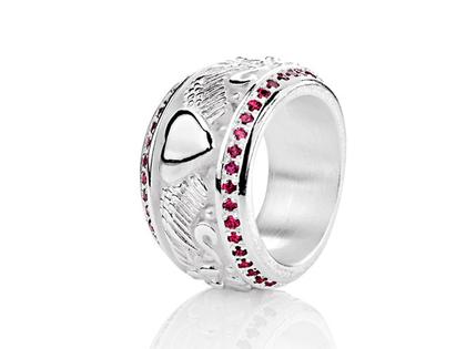 Drachenfels Design Carpe Diem Silber Ring Bandring Rhodolith – Ringe Ring aus 925 Silber.