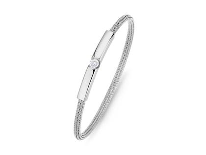 Jörg Heinz Infinity Flex-Armband "Spalt" Strumpfgeflecht Weißgold 17cm mit Brillant 0,300ct – Armschmuck Armband in silber und aus 750 Weißgold.