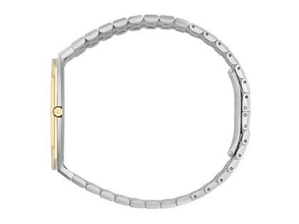 Gucci 25H Quarz Edelstahl 38mm goldenes Zifferblatt Metallband YA163405 – Damenuhren Uhr ohne Datum aus 750 Gelbgold, Edelstahl und vergoldet. Das Gehäuse ist rund und silber-gelbgold. Das Edelstahlarmband ist silber. Das Zifferblatt ist ein Index in gelbgold. – Ansicht 3
