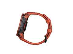 Garmin Instinct 2X Solar faserverstärktes Polymer rot 50 mm Kautschukband rot – Damenuhren Uhr Multifunktion aus Kautschuk und Kunststoff. Das Gehäuse ist rund und rot. Das Kautschuk / Kunststoff / Silikon Armband ist rot. Das Zifferblatt ist digital und schwarz. – Ansicht 3
