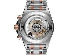 Breitling Chronomat B01 42 Automatik Edelstahl blaues Zifferblatt Metallband – Herrenuhren Chronograph aus 750 Rotgold und Edelstahl. Das Gehäuse ist rund und silber-roségold. Das Edelstahlarmband ist silber-roségold. Das Zifferblatt ist ein Index in blau. – Ansicht 4