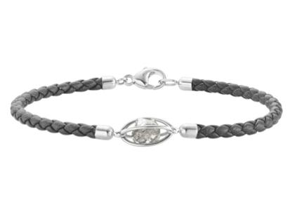 Leo Wittwer Rough Cut Leder Grau 750/- Weißgold mit ungeschliffenen Diamant – Armschmuck Armband aus 750 Weißgold.