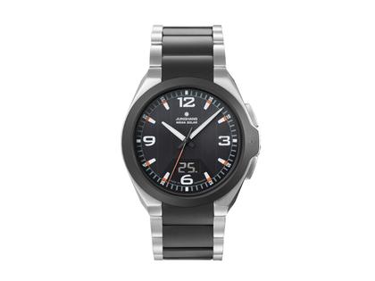 Junghans Spektrum Mega Solar Funkuhr Edelstahl 42mm schwarzes Zifferblatt Metallband – Herrenuhren Uhr mit Datum aus Edelstahl und Keramik. Das Gehäuse ist rund und anthrazit. Das Keramikarmband ist schwarz. Das Zifferblatt ist arabisch Index und schwarz.