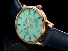 Glashütte Original Senator Meissen Mystic Maison Celadon Green Automatik Roségold 40mm grünes Porzellan-Zifferblatt blaues Lederband limitiert – Herrenuhren Uhr ohne Datum aus 750 Rotgold und Leder. Das Gehäuse ist rund und roségold. Das Lederarmband Kroko / Alligator ist blau. Das Zifferblatt ist römisch und grün. – Ansicht 2