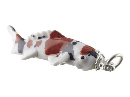 Nymphenburg 20.263 Anhänger Koi mit Farbzeichnung IV – Anhänger Anhänger ohne Besatz aus 925 Silber, Porzellan und und .