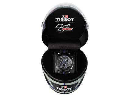 Tissot T-Race MotoGP            2017 Chronograph Limited Edition Quarz anthrazit electric blue – Herrenuhren Chronograph aus Edelstahl und PVD beschichtet. Das Gehäuse ist rund und anthrazit. Das Kautschuk / Kunststoff / Silikon Armband ist schwarz. Das Zifferblatt ist ein Index in grau. – Ansicht 4
