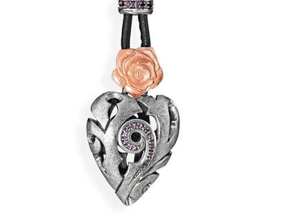 Drachenfels Design Rose of Antoine Herzanhänger mittel – Anhänger Anhänger ohne Besatz aus 925 Silber und und vergoldet.