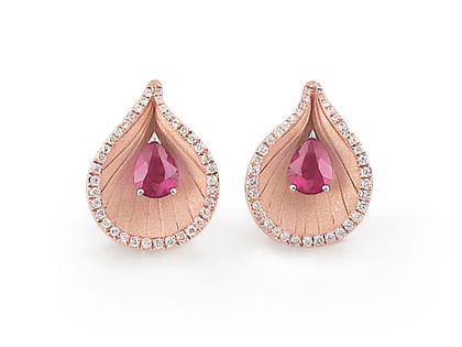 Cammilli Firenze Premiere Color Ohrstecker Pink Champagne Gold mit rosa Saphiren und Brillanten 0,220ct – Ohrschmuck Ohrstecker aus 750 Rotgold.
