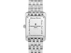 Frederique Constant Classics Carree Small Seconds Quarz Edelstahl 36x25mm grünes Zifferblatt Metallband – Damenuhren Uhr mit Datum aus Edelstahl. Das Gehäuse ist rechteckig und silber. Das Edelstahlarmband ist silber. Das Zifferblatt ist römisch und grün. – Ansicht 3