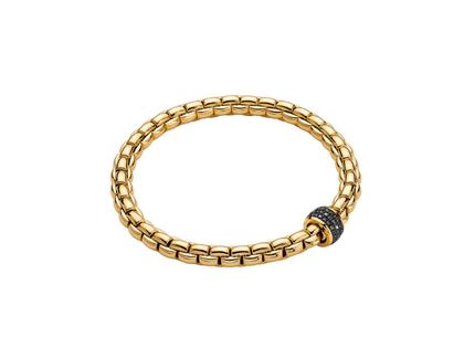 Fope Eka Flex'It Men  Armband    mittel Gelbgold M mit schwarzen Brillanten 0,540ct flexibel – Armschmuck Armband aus 750 Gelbgold und und rhodiniert.