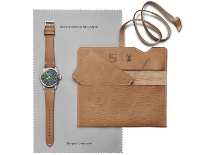 Oris Big Crown X Cervo Volante Automatik Edelstahl 38mm grünes Zifferblatt braunes Lederband – Herrenuhren Uhr mit Datum aus Edelstahl. Das Gehäuse ist rund und silber. Das Lederarmband ist braun. Das Zifferblatt ist arabisch und grün. – Ansicht 2
