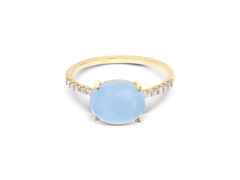 Nanis Dancing in the Rain Azure Ring Gelbgold Milky Aquamarin groß – Ringe Ring mit Besatz aus 750 Gelbgold.