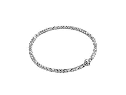 Fope Prima Flex'It Men Armband Weißgold M mit schwarzem Brillant flexibel – Armschmuck Armband aus 750 Weißgold.