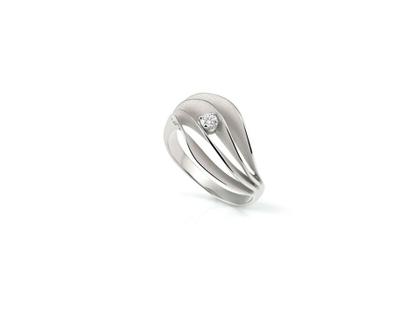 Cammilli Firenze Velaa Star Ring White Ice Gold 4reihig mit Brillant 0,080ct – Ringe Ring mit Besatz aus 750 Weißgold.