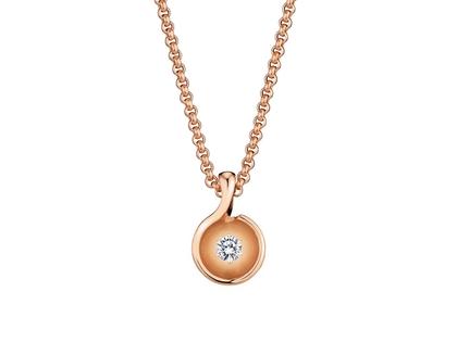 Jörg Heinz Swing Nature Kette mit Anhänger Roségold 42cm mit Brillant 0,100ct naturbraun – Halsschmuck Kette mit Anhänger aus 750 Rotgold.
