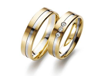 Gerstner Trauring Paar 23 mit Diamanten – Ringe Trauring mit Besatz aus 585 Gelbgold/Weißgold.