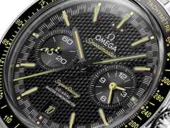 Omega Speedmaster Super Racing Chronograph Automatik Edelstahl 44mm schwarzes Zifferblatt Metallband – Herrenuhren Chronograph aus Edelstahl und Keramik. Das Gehäuse ist rund und silber. Das Edelstahlarmband ist silber. Das Zifferblatt ist ein Index in schwarz. – Ansicht 4