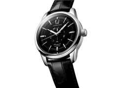 Longines Conquest Heritage Central Power Reserve Automatik Edelstahl 38mm schwarzes Zifferblatt schwarzes Lederband – Herrenuhren Uhr mit Datum aus Edelstahl und Leder. Das Gehäuse ist rund und silber. Das Lederarmband Kroko / Alligator ist schwarz. Das Zifferblatt ist ein Index in schwarz. – Ansicht 2