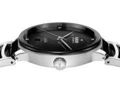 Rado Centrix Diamonds Automatik Edelstahl 39,5mm schwarzes Zifferblatt mit Brillanten Metallband – Herrenuhren Uhr mit Datum aus Edelstahl und Keramik. Das Gehäuse ist rund und silber. Das Keramikarmband ist schwarz. Das Zifferblatt ist ein Index in schwarz. – Ansicht 3