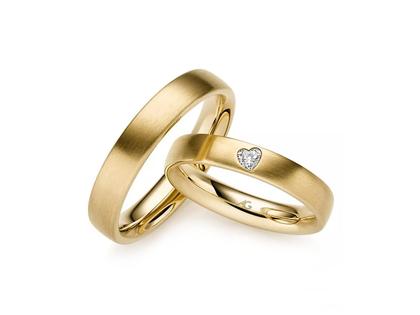 Gerstner Basic-Kollektion Trauring Paar aus 585/- Gelbgold mit Diamant-Herz 0,080ct – Ringe Trauring mit Besatz in gelbgold und aus 585 Gelbgold.