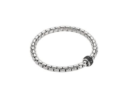 Fope Eka Flex'It Men  Armband    mittel Weißgold M mit schwarzen Brillanten 0,540ct flexibel – Armschmuck Armband aus 750 Weißgold und und rhodiniert.