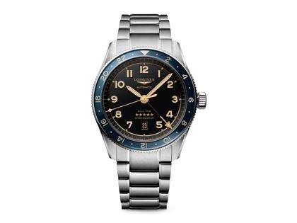 Longines Spirit Zulu Time Automatik Chronometer Edelstahl 42mm graues Zifferblatt Metallband – Herrenuhren Uhr mit Datum aus Edelstahl und Keramik. Das Gehäuse ist rund und silber. Das Edelstahlarmband ist silber. Das Zifferblatt ist arabisch und anthrazit.