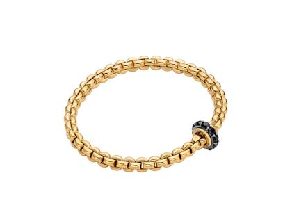 Fope Eka Flex'It Men  Armband   schmal Gelbgold M 1 Ronde mit Brillanten 1,120ct schwarz flexibel – Armschmuck Armband aus 750 Gelbgold, 750 Weißgold und und rhodiniert.