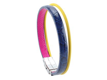 Armschmuck Armband aus Edelstahl, Kautschuk, Leder und und .