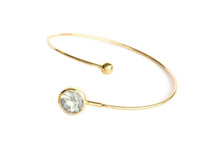 Georg Spreng Armreif Spirale Blub Uno Gelbgold mit Bergkristall – Armschmuck Armreif aus 750 Gelbgold.