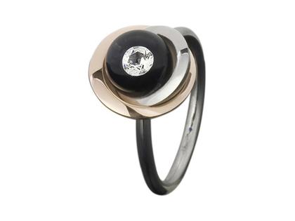Schmuckwerk Glasklar Blüte Damenring Edelstahl – Ringe Ring mit Besatz aus 750 Rotgold, Edelstahl und und .