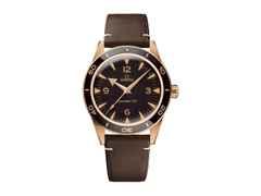 Omega Seamaster 300 Automatik Bronze 41mm braunes Zifferblatt braunes Lederband – Herrenuhren Uhr ohne Datum aus Bronze, Edelstahl und Keramik. Das Gehäuse ist rund und bronze. Das Lederarmband ist braun. Das Zifferblatt ist arabisch Index und braun.
