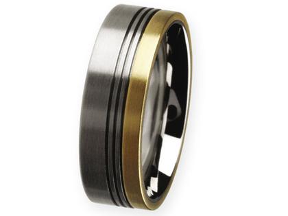 Ernstes Design Ring Nr. 302 R76 – Ringe Trauring aus Edelstahl, 750 Gelbgold und und .