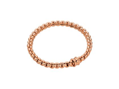 Fope Eka Flex'It Men Armband   schmal Roségold M 1 Ronde mit Brillant 0,010ct schwarz flexibel – Armschmuck Armband aus 750 Rotgold.