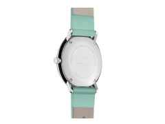 Junghans Max Bill Damen Quarz Edelstahl 32,7mm blaues Zifferblatt blaues Lederband – Damenuhren Uhr mit Datum aus Edelstahl. Das Gehäuse ist rund und silber. Das Lederarmband ist blau. Das Zifferblatt ist ein Index in blau. – Ansicht 2