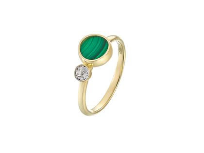 Chimento Armillas Glow Ring Gelbgold mit Brillant 0,040ct und Malachit – Ringe Ring aus 750 Gelbgold.