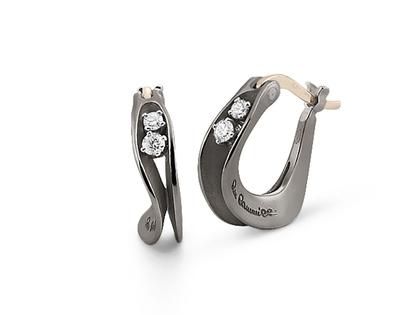 Cammilli Firenze Dune Creolen Black Lava mit Brillanten 0,160ct – Ohrschmuck Creolen aus 750 Weißgold.