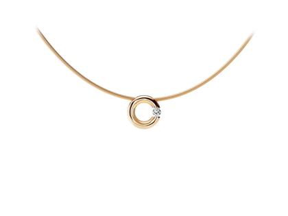 Niessing Spannring Anhänger 12mm Roségold poliert 0,10 ct – Halsschmuck Anhänger mit Besatz aus 750 Rotgold.