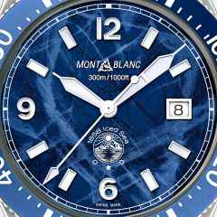 Montblanc 1858 Iced Sea Automatic Date blau Metallband – Herrenuhren Uhr mit Datum aus Edelstahl und Keramik. Das Gehäuse ist rund und silber. Das Edelstahlarmband ist silber. Das Zifferblatt ist arabisch Index und blau. – Ansicht 7