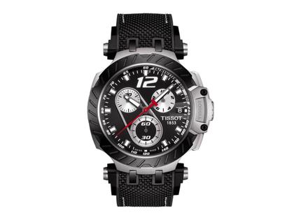 Tissot T-Race MotoGP              2019 Chronograph Limited Edition Jorge Lorenzo Quarz – Herrenuhren Chronograph aus Edelstahl und PVD beschichtet. Das Gehäuse ist rund und silber. Das Kautschuk / Kunststoff / Silikon Armband ist schwarz. Das Zifferblatt ist ein Index in schwarz. – Ansicht 2